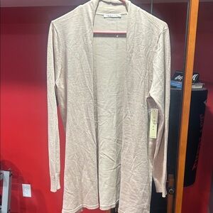 Cyrus Light Tan Long Knit Open Cardigan